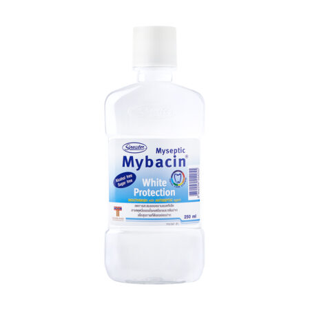 น้ำยาบ้วนปากมายบาซิน สูตรไวท์โพรเทคชั่น MyBacin Mouthwash White Protection
